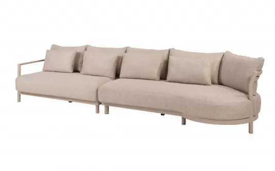 Szeroka sofa ogrodowa modułowa aluminiowa beżowa mykonos 4so
