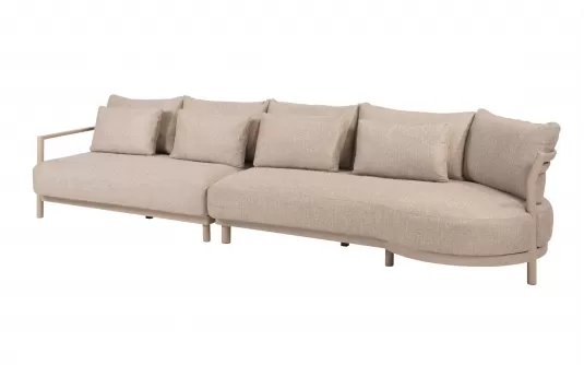 Szeroka sofa ogrodowa modułowa aluminiowa beżowa mykonos 4so Szeroka sofa ogrodowa modułowa aluminiowa beżowa mykonos 4so