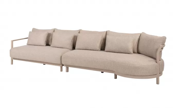 Szeroka sofa ogrodowa modułowa aluminiowa beżowa mykonos 4so