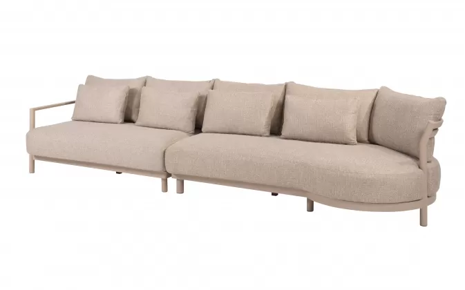 Szeroka sofa ogrodowa modułowa aluminiowa beżowa mykonos 4so