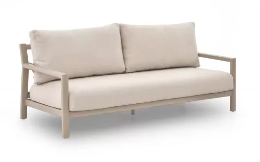 Beżowa aluminiowa sofa ogrodowa wypoczynkowa na taras OASIS Beżowa aluminiowa sofa ogrodowa wypoczynkowa na taras OASIS