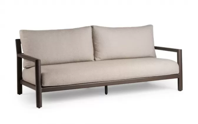 Ciemno kawowa aluminiowa sofa ogrodowa wypoczynkowa na taras OASIS