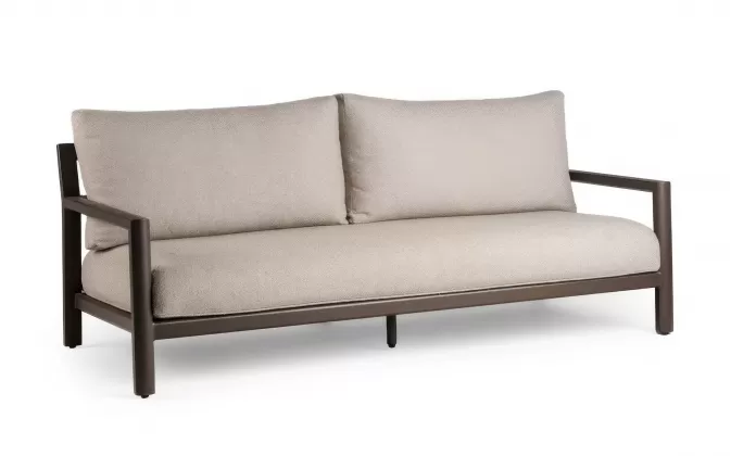 Ciemno kawowa aluminiowa sofa ogrodowa wypoczynkowa na taras OASIS