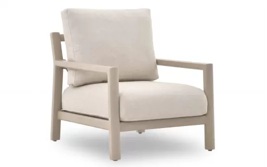 Nowoczesny fotel ogrodowy aluminiowy z beżowymi poduszkami w kolorze beżowym oasis Nowoczesny fotel ogrodowy aluminiowy z beżowymi poduszkami w kolorze beżowym oasis