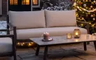 Ciemno kawowa aluminiowa sofa ogrodowa wypoczynkowa na taras OASIS