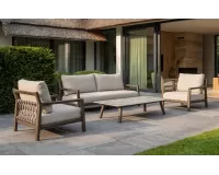 Ciemno kawowa aluminiowa sofa ogrodowa wypoczynkowa na taras OASIS