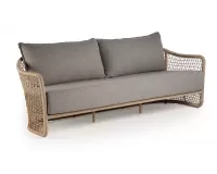 Elegancka sofa ogrodowa aluminiowa z grubymi poduszkami z punk krylik blendy w kolorze beżowym