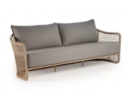 Elegancka sofa ogrodowa aluminiowa z grubymi poduszkami z punk krylik blendy w kolorze beżowym