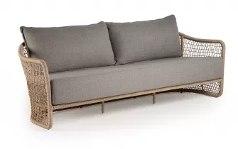 Elegancka sofa ogrodowa aluminiowa z grubymi poduszkami z punk krylik blendy w kolorze beżowym