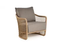 Fotel wypoczynkowy ogrodowe aluminiowe z plecionką z liny polipropylenowej blend w kolorze beż