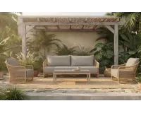 Luksusowy komplet wypoczynkowy ogrodowy beżowy blend