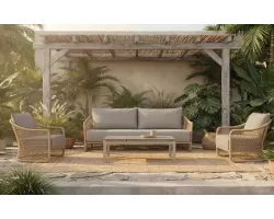 Luksusowy komplet wypoczynkowy ogrodowy beżowy blend