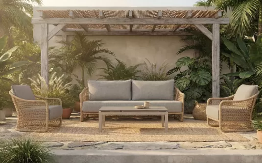 Luksusowy komplet wypoczynkowy ogrodowy beżowy blend