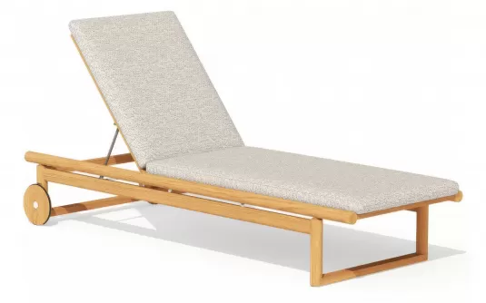 Luksusowy leżak ogrodowy z materacem z drewna tik premium oasis