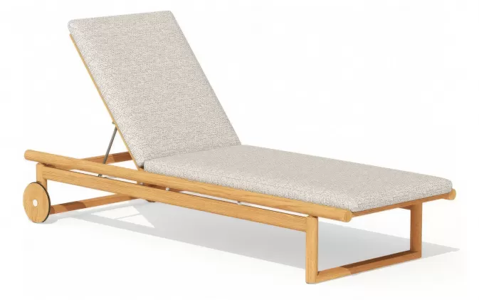 Luksusowy leżak ogrodowy z materacem z drewna tik premium oasis