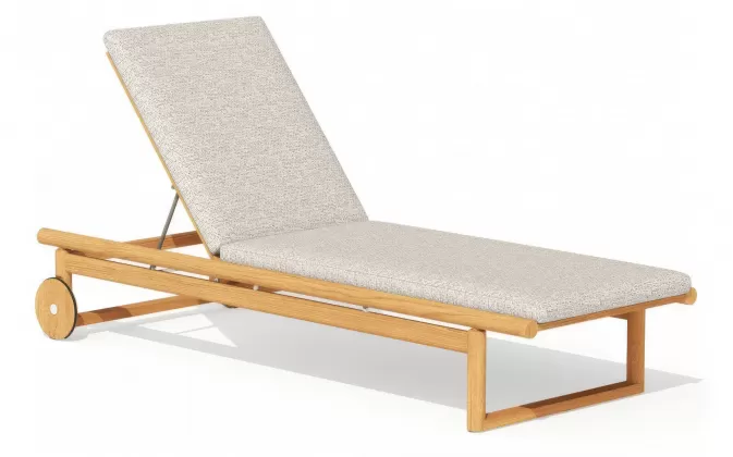 Luksusowy leżak ogrodowy z materacem z drewna tik premium oasis