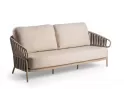 Nowoczesna sofa ogrodowa trzyosobowa aluminiowa w kolorze beżowym z beżowymi poduszkami nuri