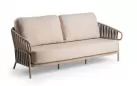 Nowoczesna sofa ogrodowa trzyosobowa aluminiowa w kolorze beżowym z beżowymi poduszkami nuri