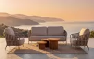 Zestaw wypoczynkowy z sofą i fotelami na taras nuria