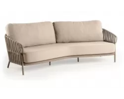 Duża sofa ogrodowa 3-osobowa aluminiowa z grubymi poduszkami nuri