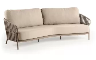 Duża sofa ogrodowa 3-osobowa aluminiowa z grubymi poduszkami nuri