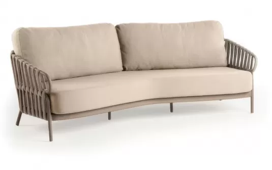 Duża sofa ogrodowa 3-osobowa aluminiowa z drobinami poduszkami nuri