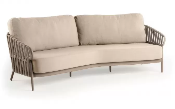 Duża sofa ogrodowa 3-osobowa aluminiowa z grubymi poduszkami nuri