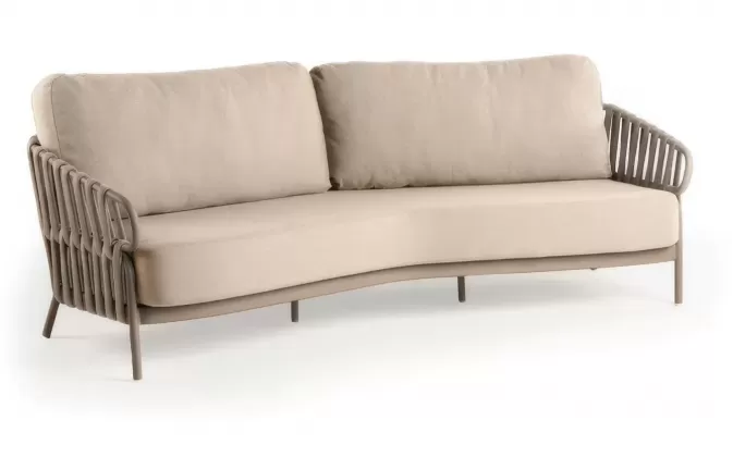 Duża sofa ogrodowa 3-osobowa aluminiowa z grubymi poduszkami nuri
