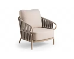 Nowoczesny fotel wypoczynkowy na taras beżowy aluminiowy nuri