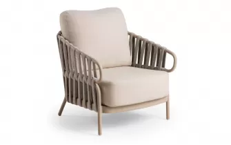 Nowoczesny fotel wypoczynkowy na taras beżowy aluminiowy nuri