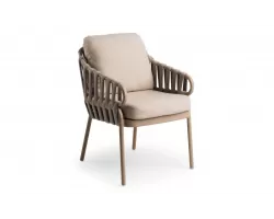 Luksusowe krzesło ogrodowe beżowe nuri z poduszkami olefin