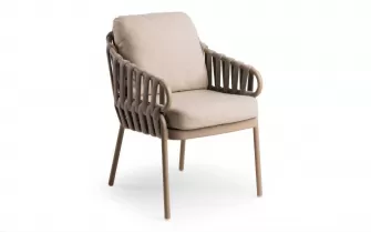 Luksusowe krzesło ogrodowe beżowe nuri z poduszkami olefin