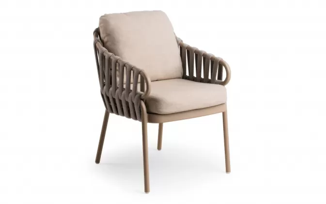 Luksusowe krzesło ogrodowe beżowe nuri z poduszkami olefin