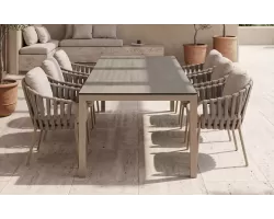 Zestaw obiadowy na taras aluminiowy ze stołem briga i krzesłami nuri beżowy