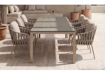 Zestaw obiadowy na taras aluminiowy ze stołem briga i krzesłami nuri beżowy