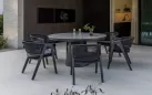 Meble ogrodowe stołowe aluminiowe grafitowe z okrągłym stołem 150 cm i 6 krzesłami algarve