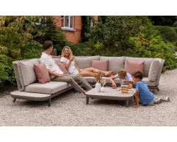 Nowoczesny narożnik ogrodowy platformowy w kolorze taupe alpes