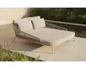 Beżowe łóżko ogrodowe aluminium poduszki soltex i lina polipropylenowa