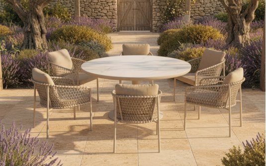 Szliście bo osobowe okrągły zestaw obiadowy na teraz w kolorze beżowym Szliście bo osobowe okrągły zestaw obiadowy na teraz w kolorze beżowym