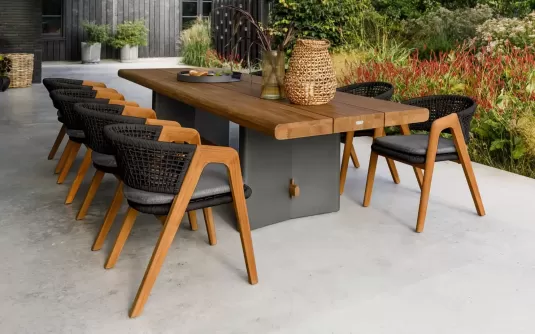 Luksusowy komplet stołowy ogrodowy z drewna tik premium fitz roy Luksusowy komplet stołowy ogrodowy z drewna tik premium fitz roy