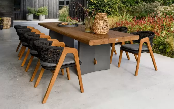 Luksusowy komplet stołowy ogrodowy z drewna tik premium fitz roy