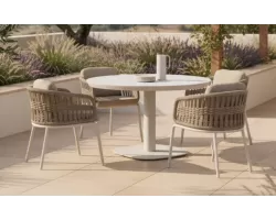 Zestaw stołowy ogrodowy dla 4 osób z okrągłym stołem giora d120 cm