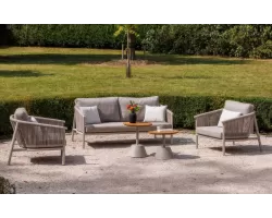 Zestaw ogrodowy wypoczynkowy sofą 2,5 osobową i 2 fotelami oraz stolikiem moma