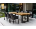 Sześcioosobowy zestaw jadalniany na taras ze stołem z grubym blatem tik nevada i 6 krzeseł lima