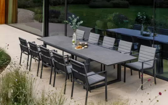 Zestaw stołowy ogrodowy grafitowy z rozkładanym stołem primavera 8-12 osób