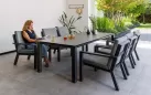 Sześcioosobowy zestaw stołowy ogrodowy aluminiowy grafitowy z ceramicznym blatem TIMBER 