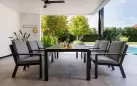 Sześcioosobowy zestaw stołowy ogrodowy aluminiowy grafitowy z ceramicznym blatem TIMBER 
