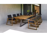 Ośmioosobowy komplet stołowy ogrodowy z drewna tich w ciepłym kolorze toscana dla 8 osób