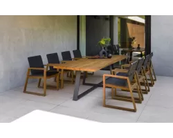 Ośmioosobowy komplet stołowy ogrodowy z drewna tich w ciepłym kolorze toscana dla 8 osób