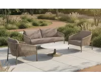 Komplet wypoczynkowy na teraz aluminiowy z pasami polipropylen i sofą 2,5 osobową Valencia 